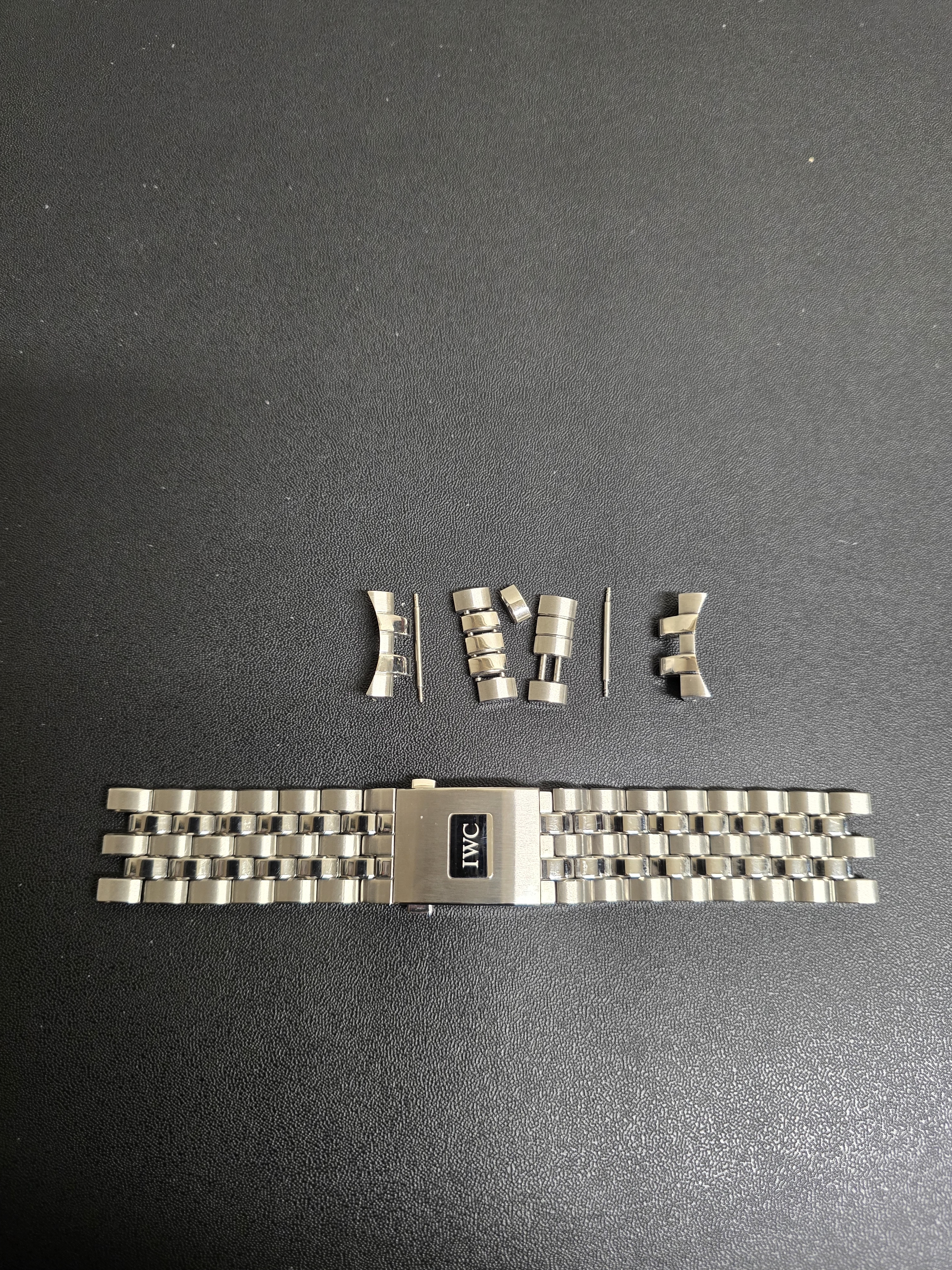 Iwc Stainless Steel Silver Men's Bracelet Watch Band With Extra Links